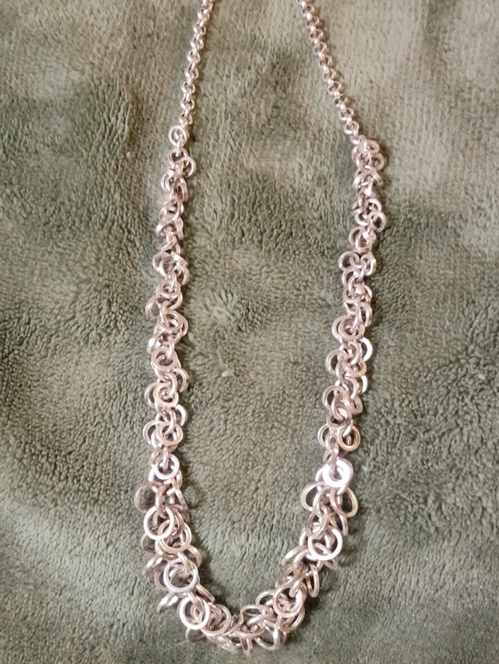 Avon Ring Cluster Silver Loop Statement Necklace - Women Jewelry